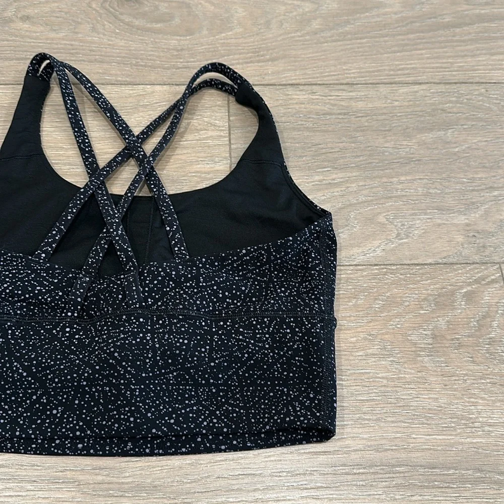 SOULCYCLE X LULULEMON Black Speckle Longline Energy‎ Bra Active Workout Top Sz 6